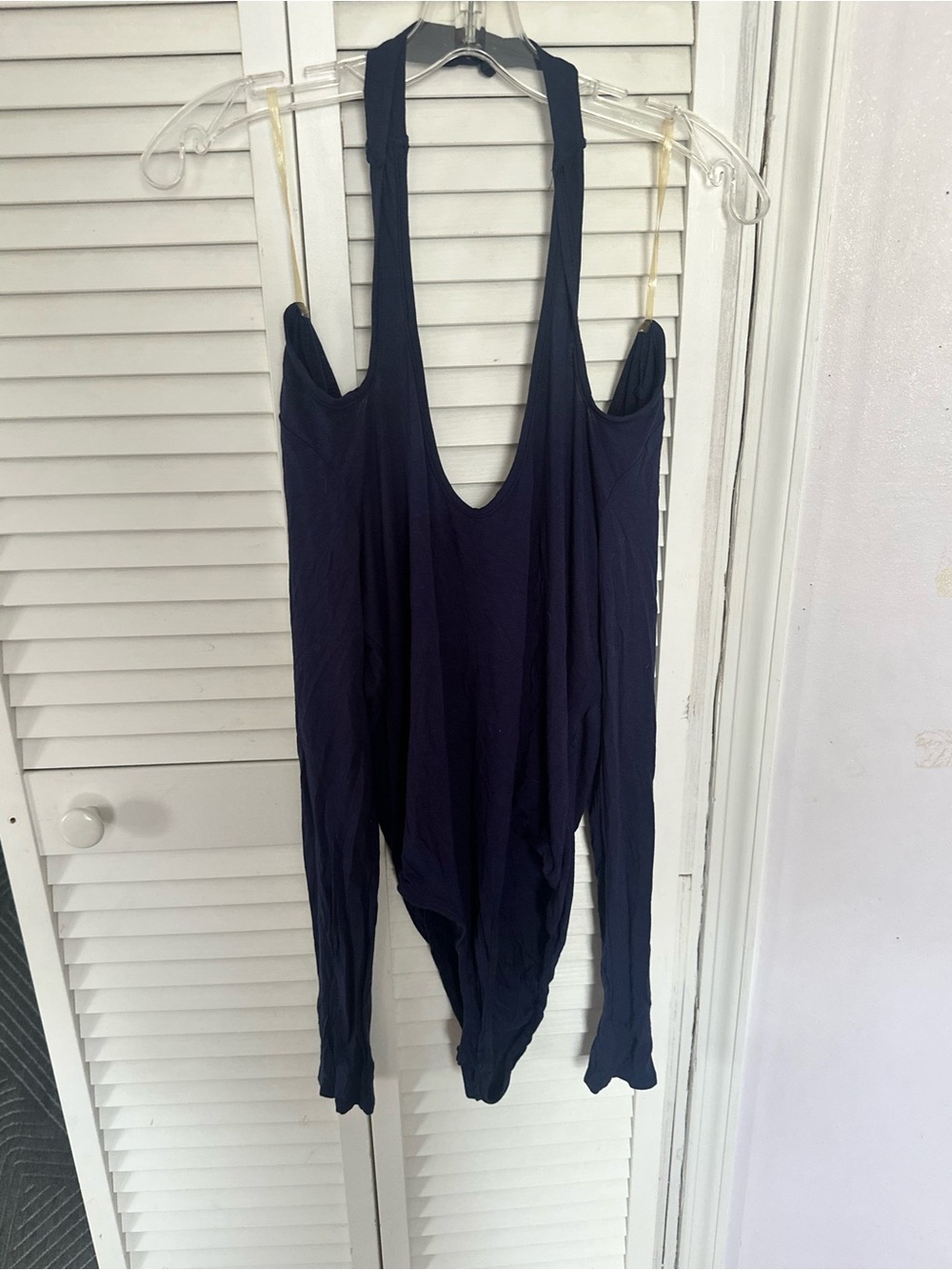 Fashion Nova Navy Deep V Sleeveless Bodysuit